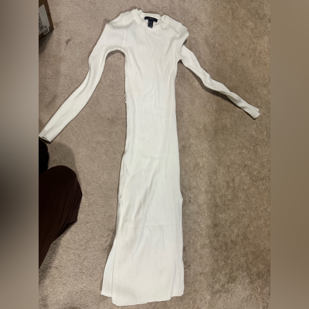 Forever 21 White Ribbed Maxi Dress